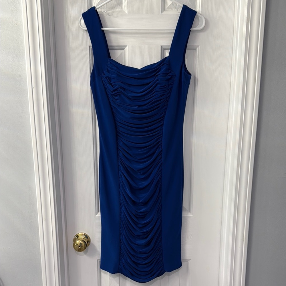 Cache Blue Ruched Sheath Mini Dress